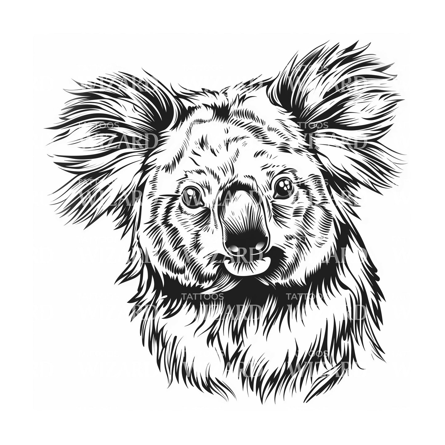 Black & Grey Koala Tattoo Design