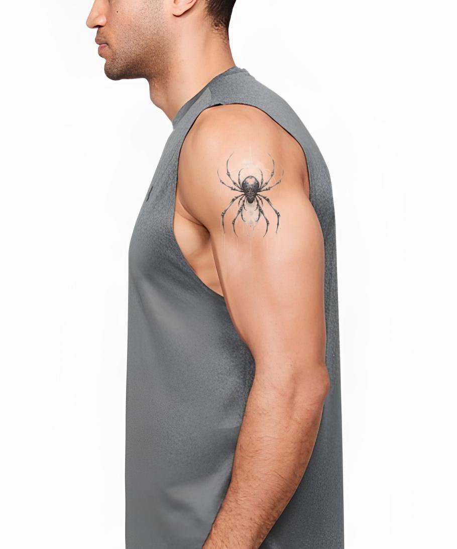 Design de Tatuagem de Aranha Preto e Cinza