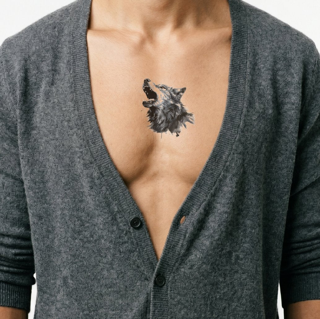 Design del Tatuaggio del Lupo Ululante