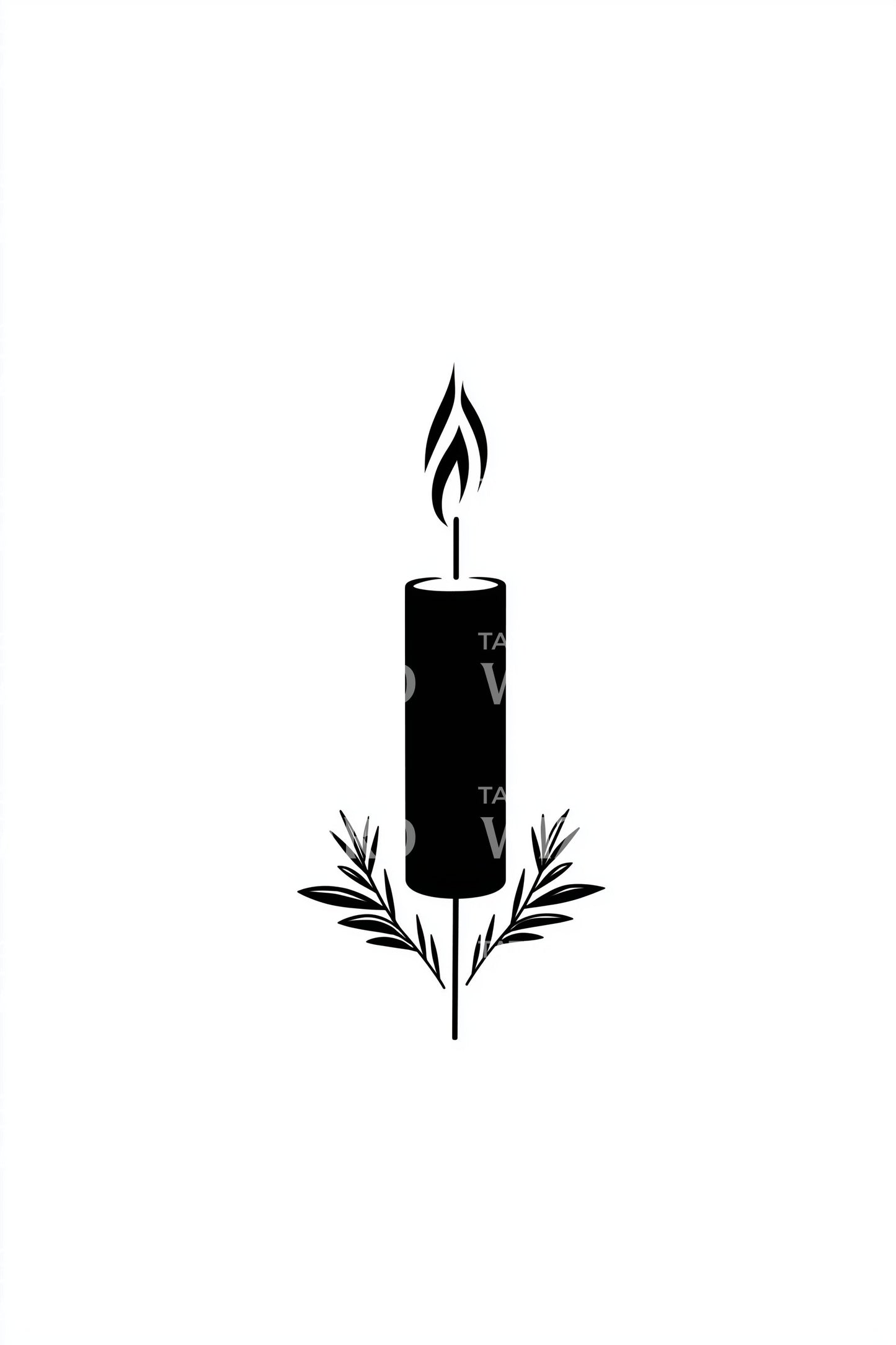 Black Candle with Pine Tattoo Idea
