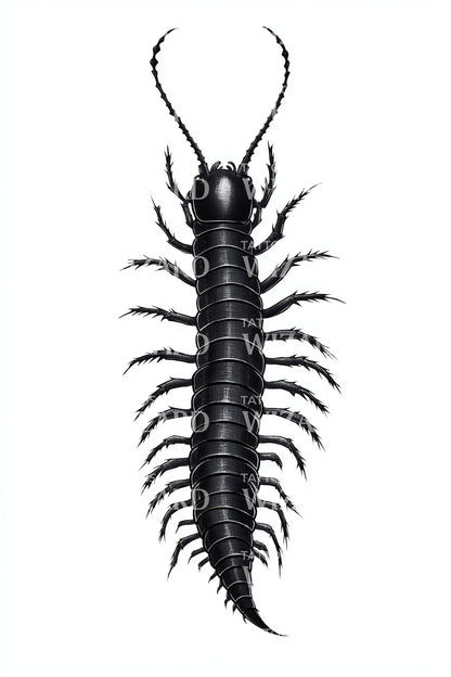 Black Centipede Totem Tattoo Design