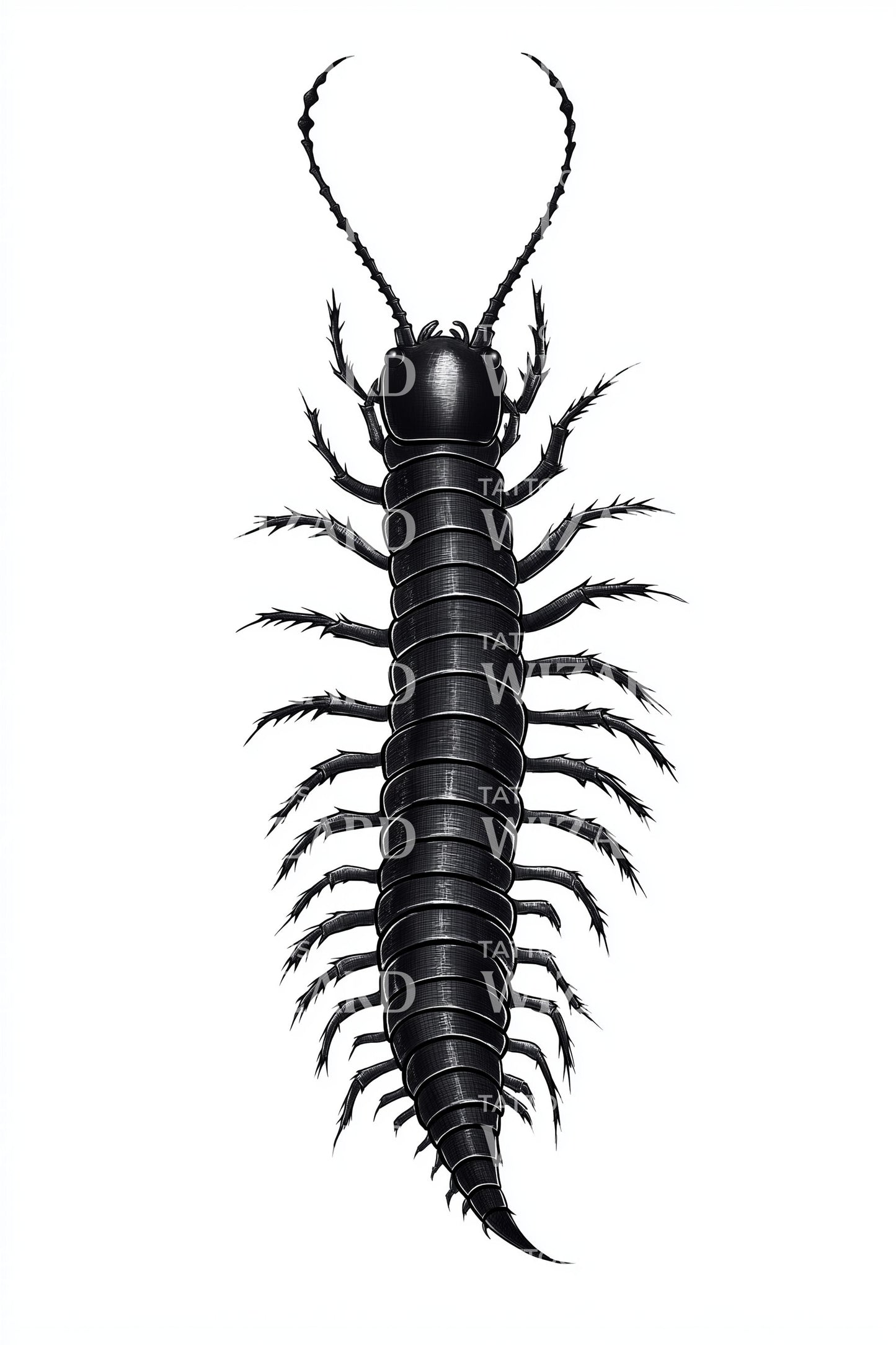 Black Centipede Totem Tattoo Design