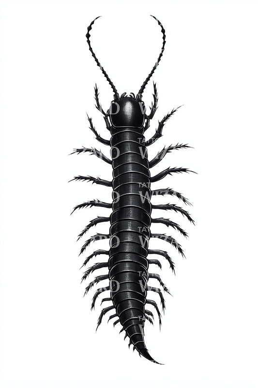 Black Centipede Totem Tattoo Design
