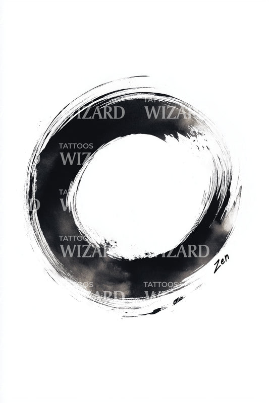 Black Enso Zen Circle Tattoo Design