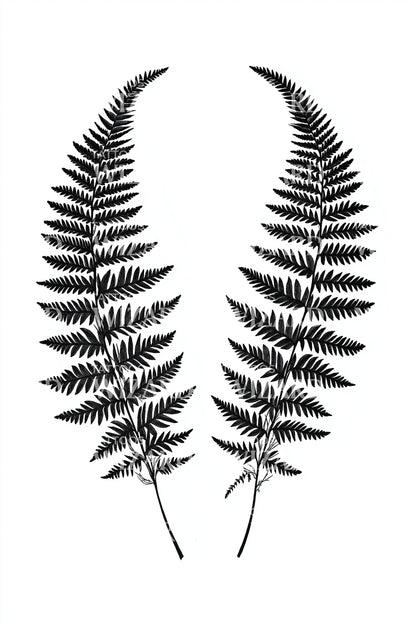 Black Fern Leaves Tattoo Design