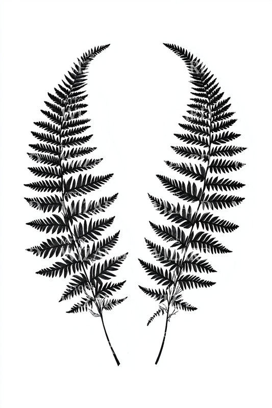Black Fern Leaves Tattoo Design