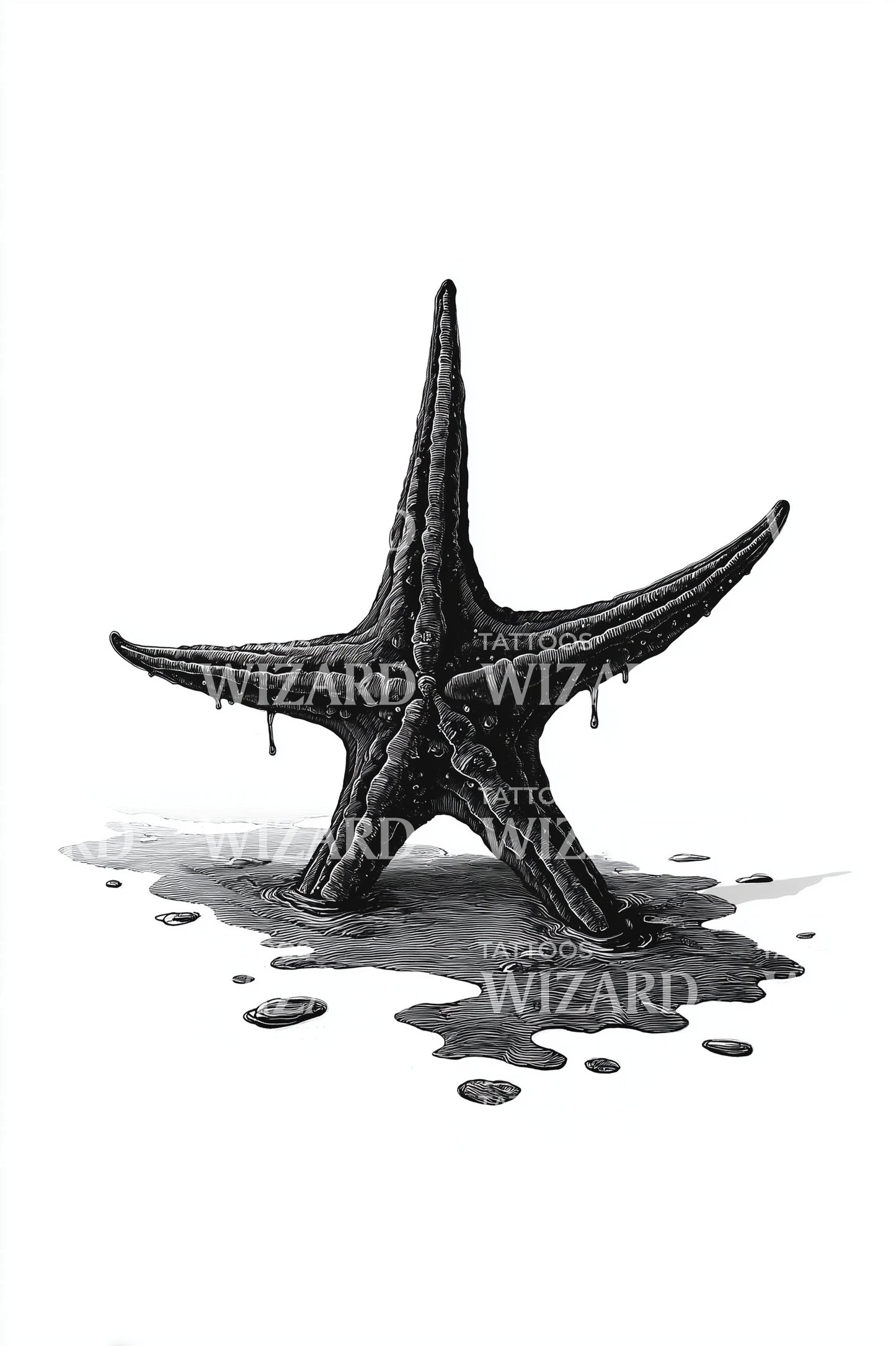 Black Ink Starfish Tattoo Illustration