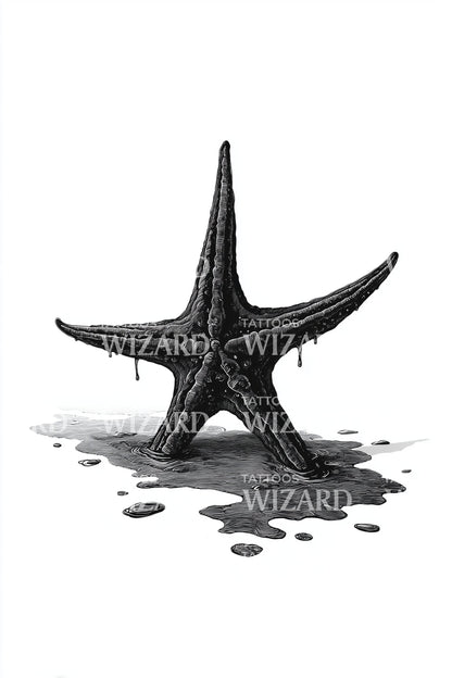 Black Ink Starfish Tattoo Illustration