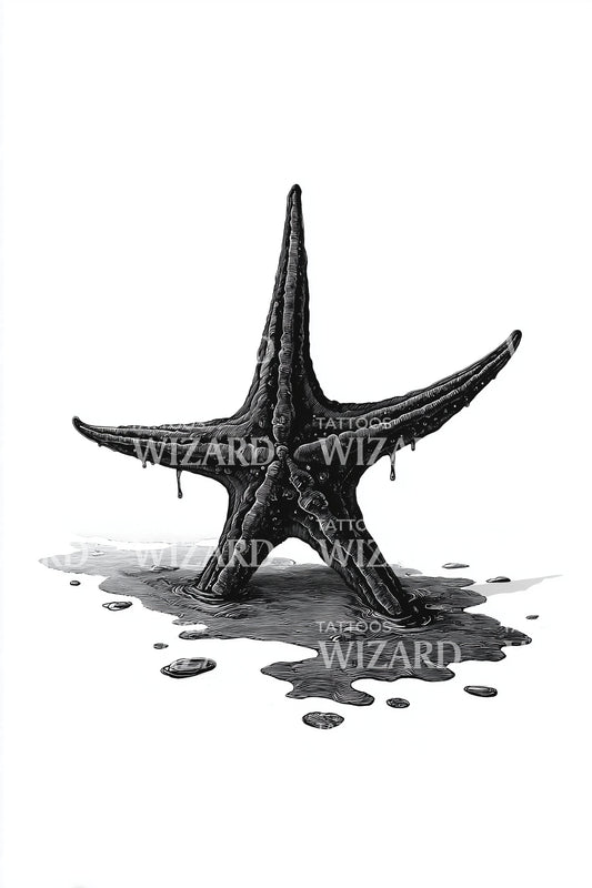 Black Ink Starfish Tattoo Illustration