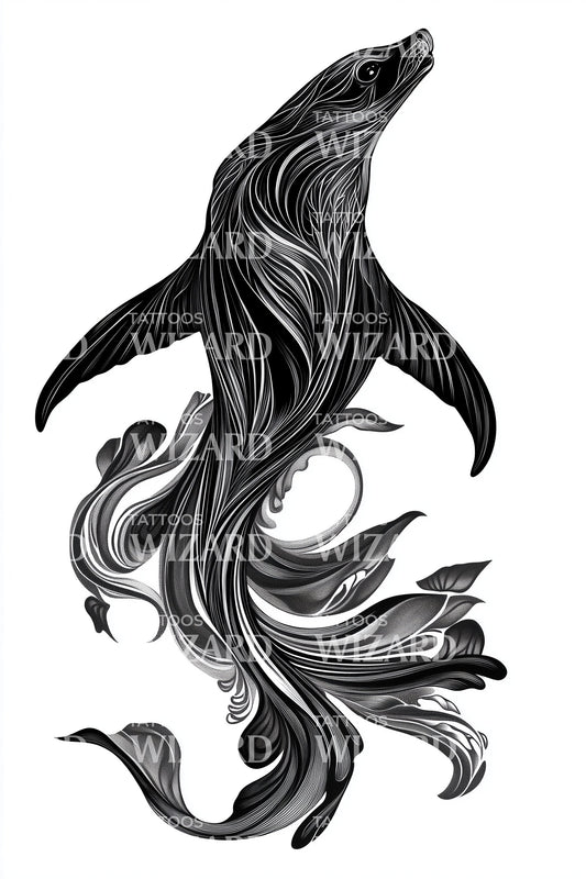 Design Tatuaggio Flusso Koi Nero