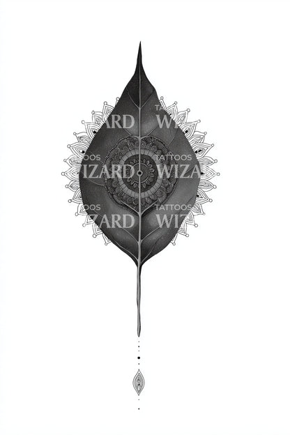 Black Leaf Eclipse Tattoo Design