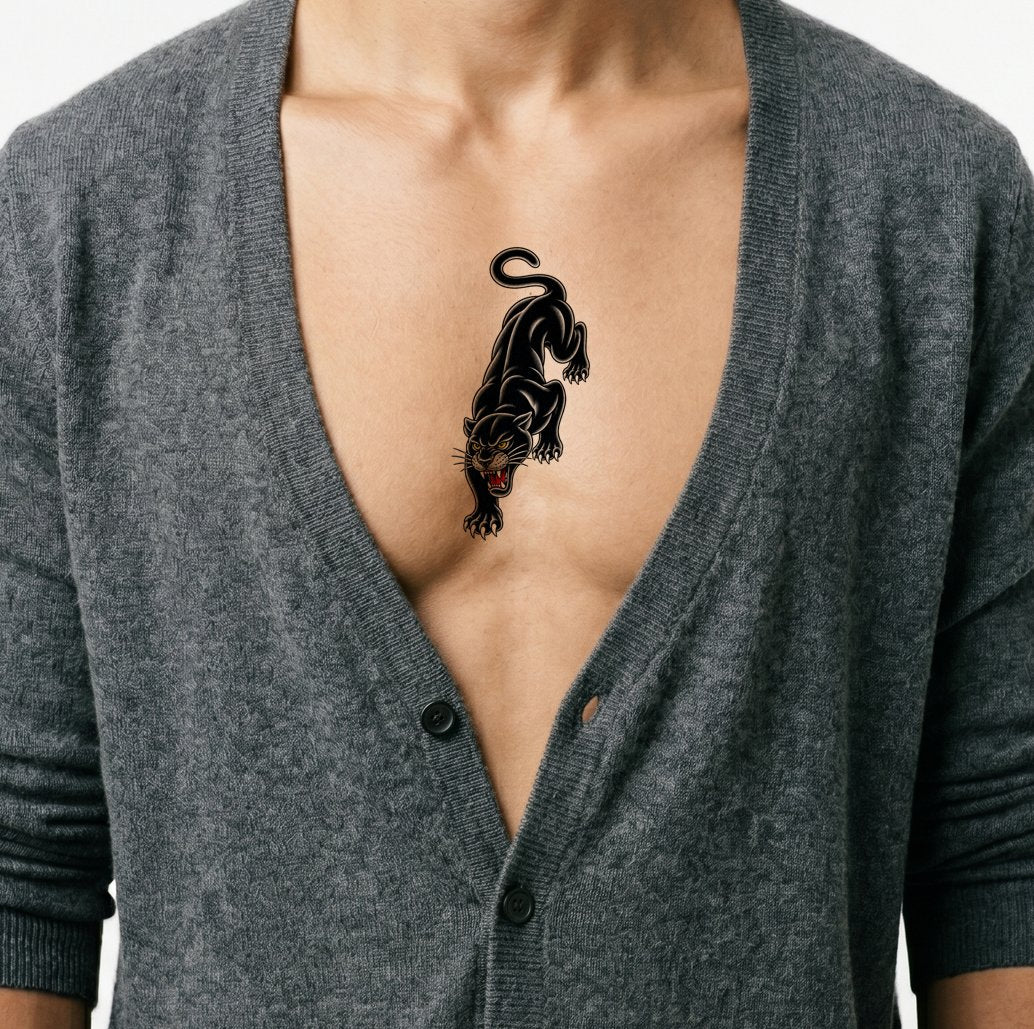Hiipivän mustan pantterin tatuointimalli