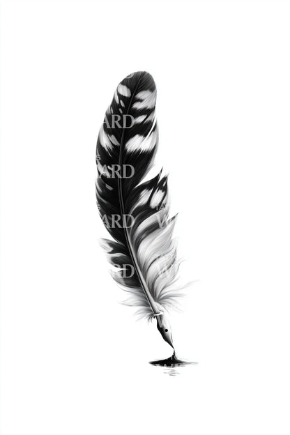 Black Quill Feather Tattoo Design