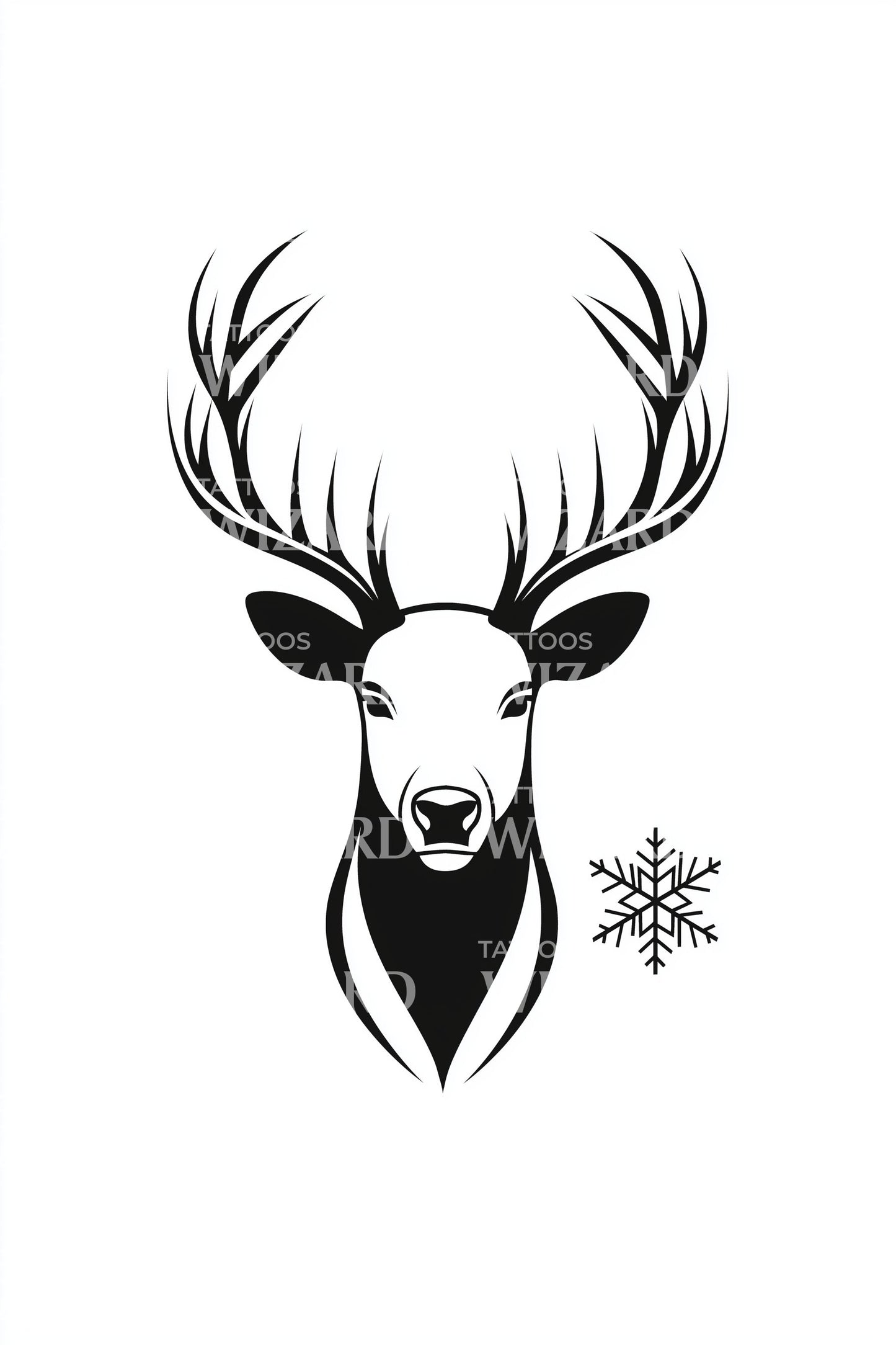 Black Reindeer Portrait Tattoo Design