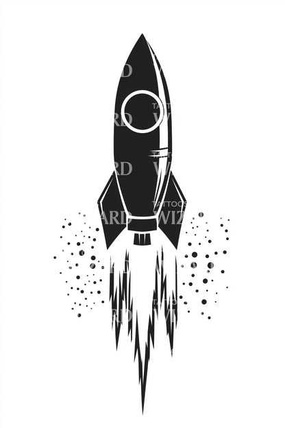 Design del tatuaggio contorno razzo nero