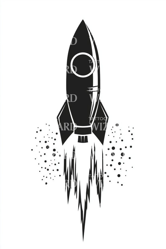 Design del tatuaggio contorno razzo nero