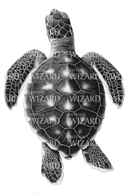 Schwarzes Schildkröten-Tattoo-Design