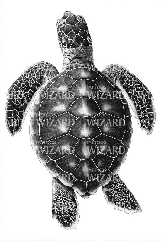 Black Shell Turtle Tattoo Design