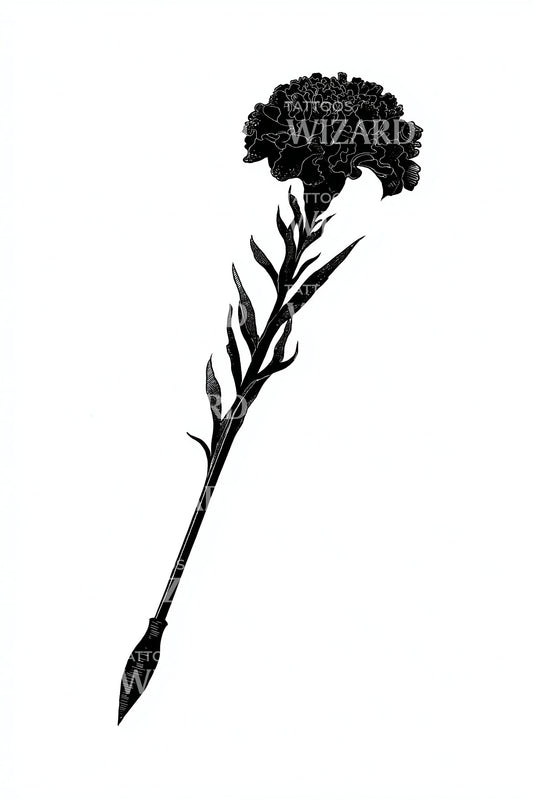 Design del tatuaggio silhouette nera di garofano