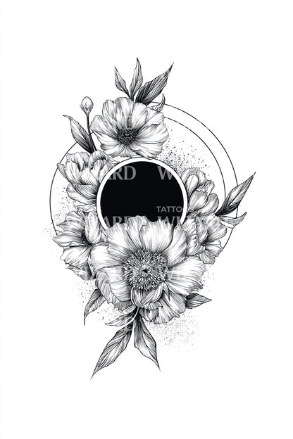 Black Sun Bouquet Tattoo Design