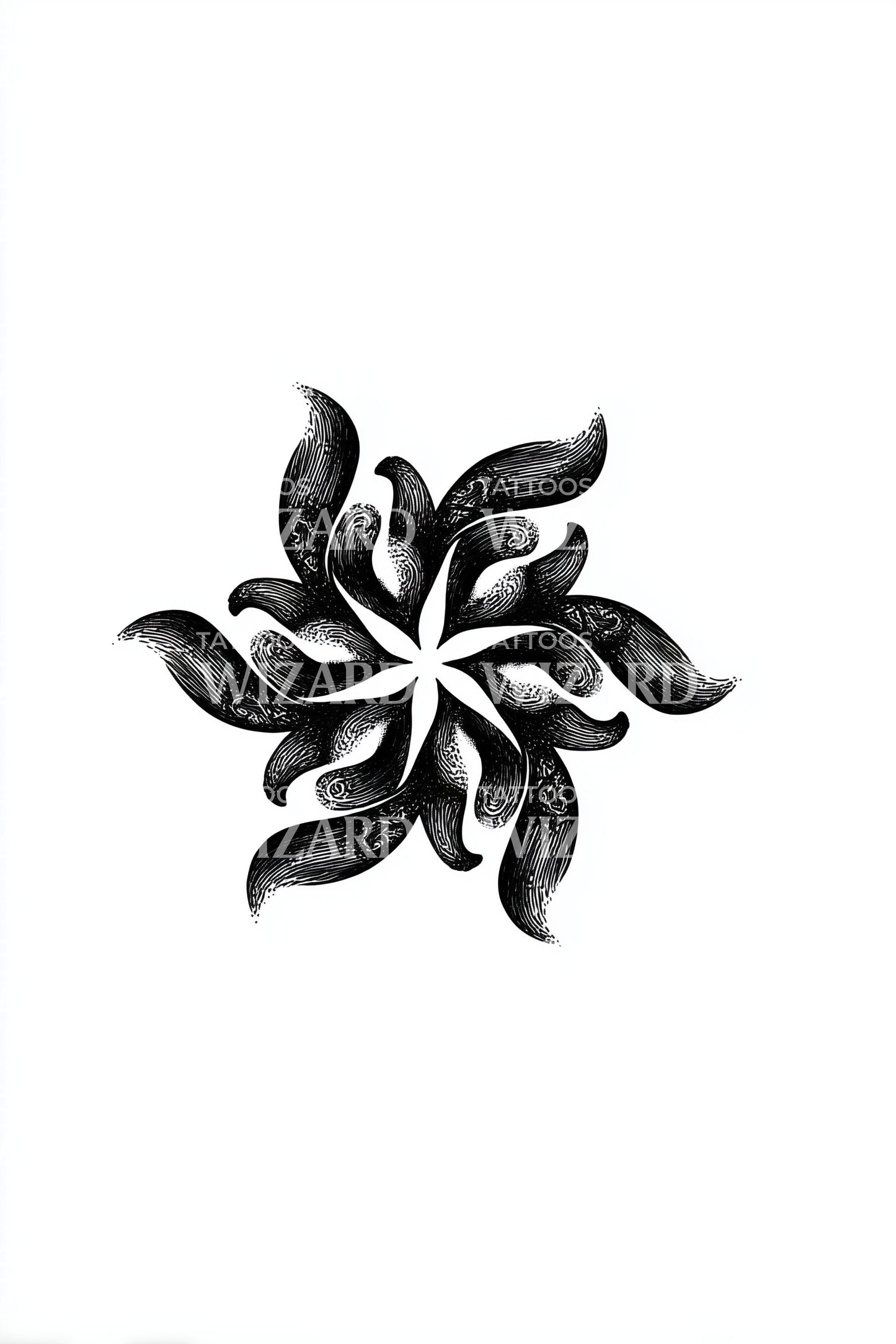 Desenho de Tatuagem Flor de Redemoinho Preto