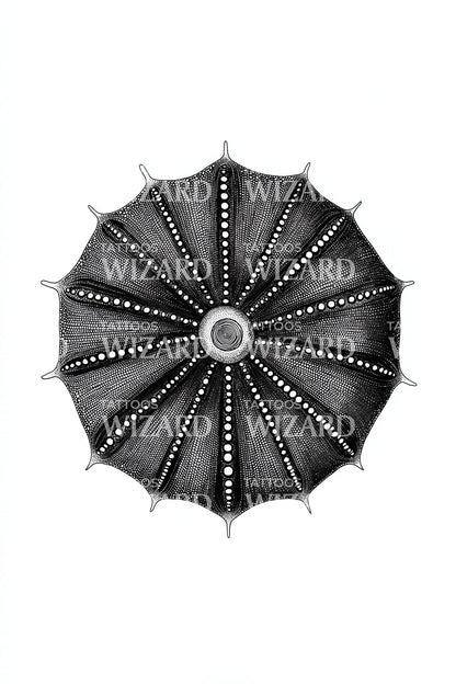 Black Urchin Sunburst Tattoo Illustration