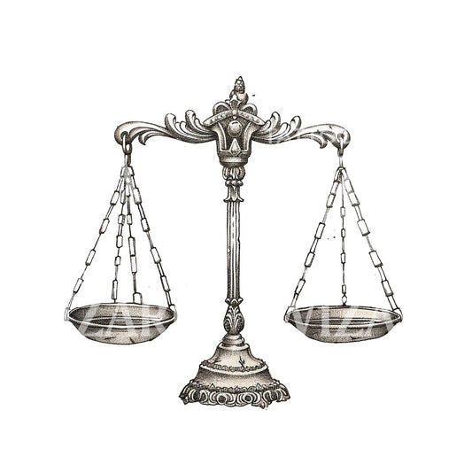 Black&Grey Scales of Justice Tattoo Design