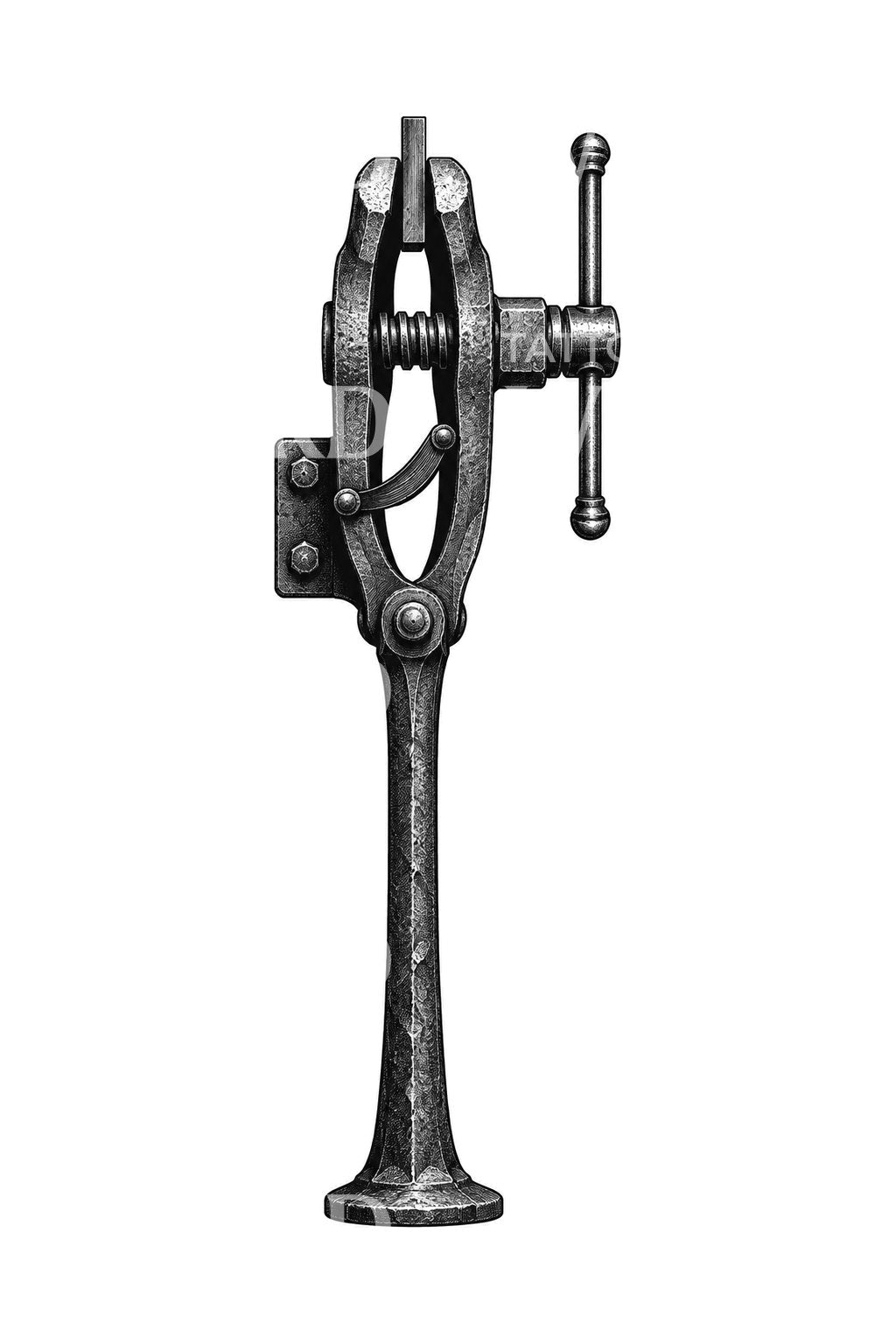 Tatueringsdesign med smedens stolpskruvstycke