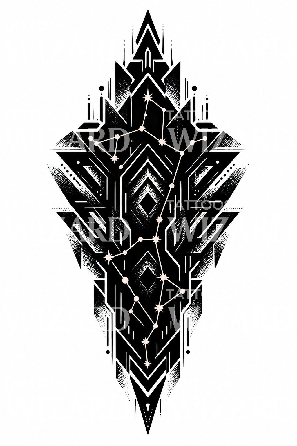 Blackwork Constellation Panel Tattoo Design