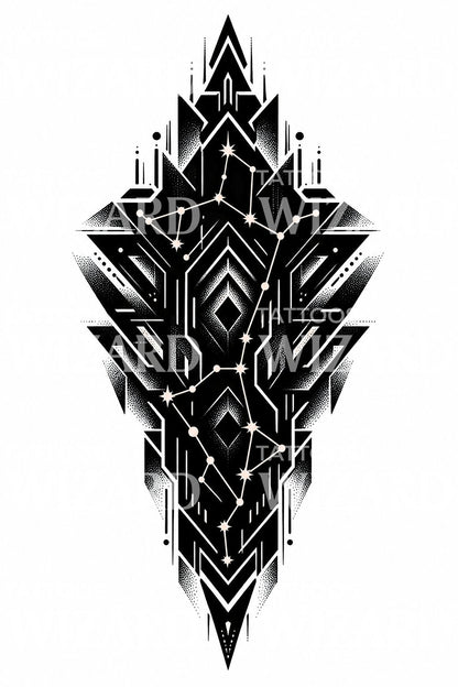Blackwork Constellation Panel Tattoo Design