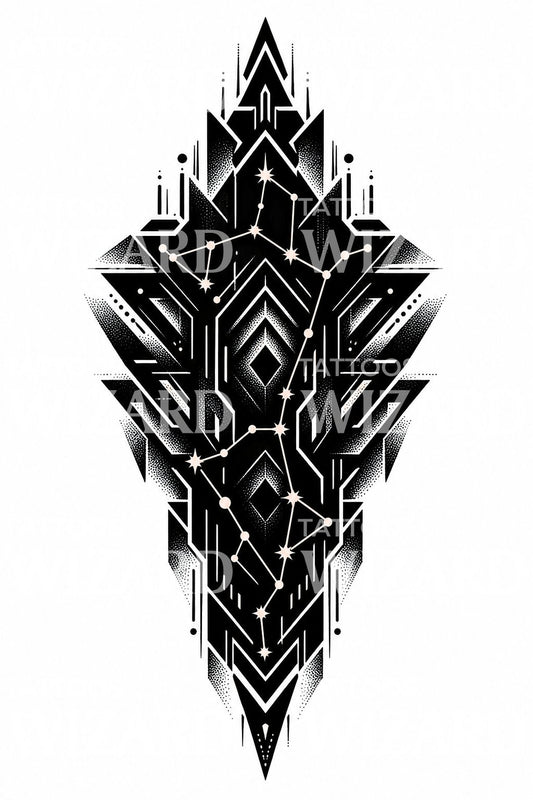 Blackwork Constellation Panel Tattoo Design