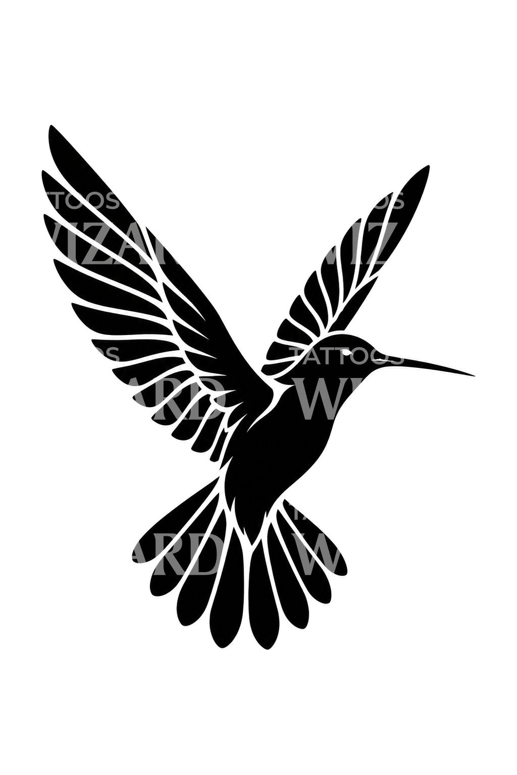 Blackwork-silhouet van een kolibrie