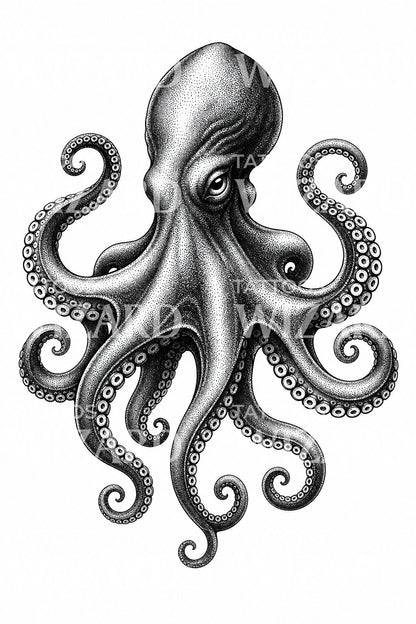 Tattoo-design med blackwork-blæksprutte