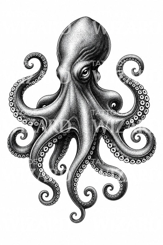 Blackwork Octopus Tattoo Design