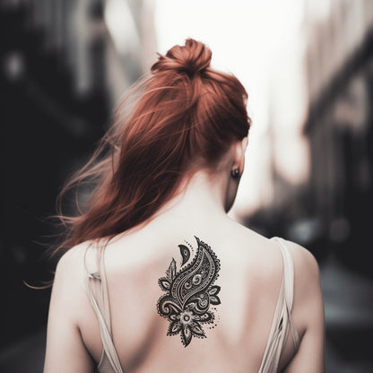 Blackwork Paisley Crest Tattoo Design