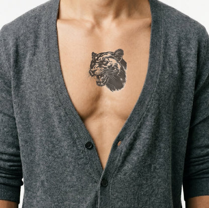 Diseño de Tatuaje de Pantera Negra Feroz