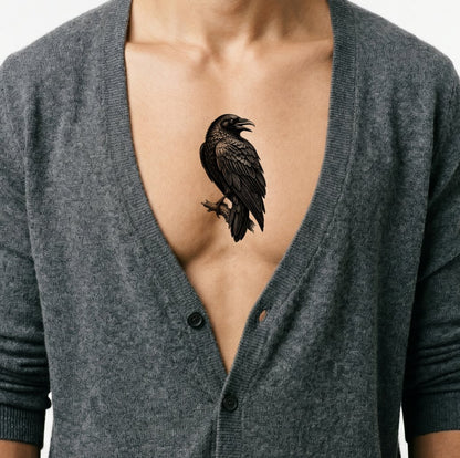 Blackwork Raven Tattoo Design