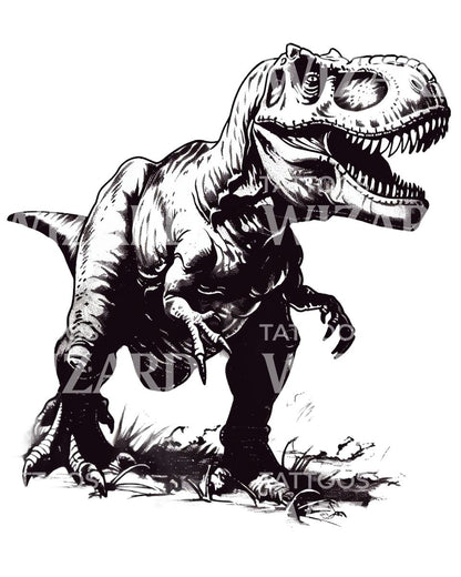 Blackwork T-Rex Tattoo Design