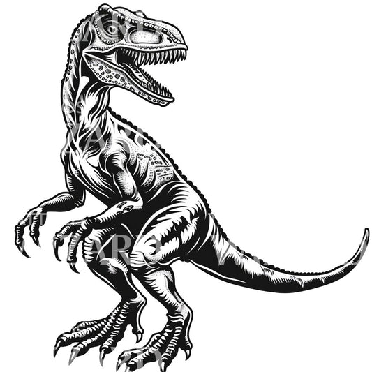 Blackwork Velociraptor Tattoo Design