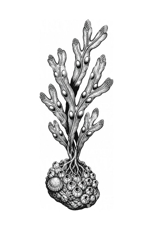 Fucus vésiculeux sur pierre, design de tatouage