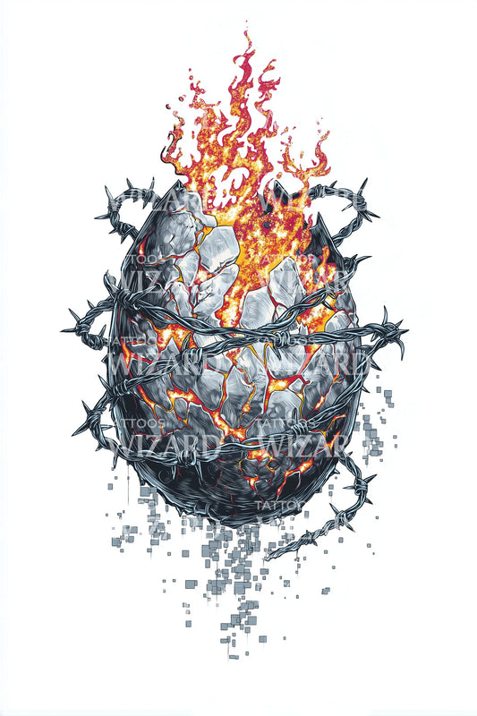 Blazing Meteor Egg Tattoo Design