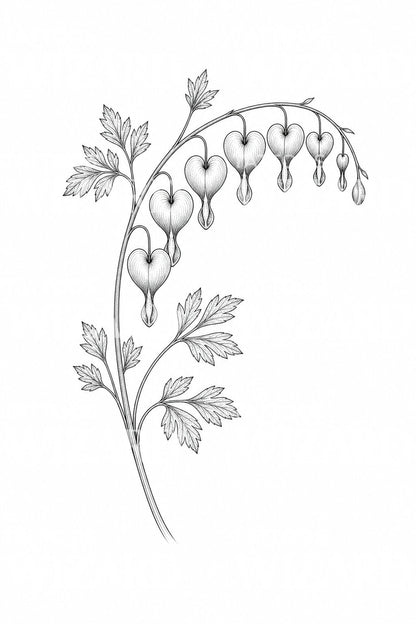Bleeding Heart Fine Line Tattoo Design