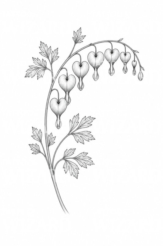 Bleeding Heart Fine Line Tattoo Design