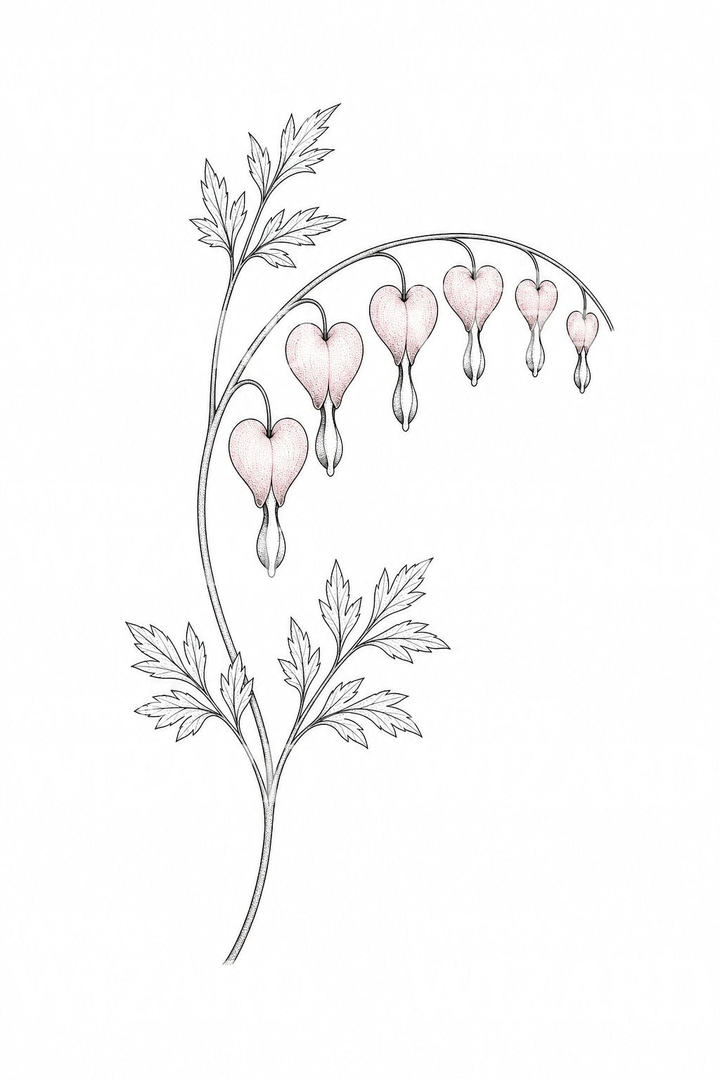 Diseño de tatuaje fine line de flor corazón sangrante