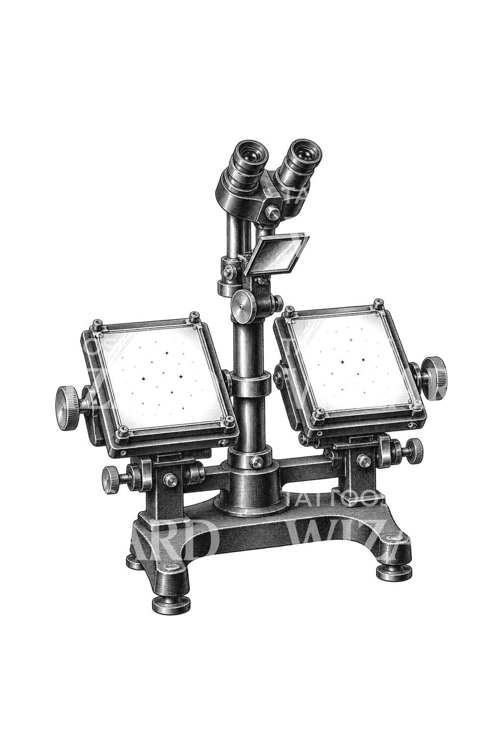 Tattoo-illustratie van sterplaten van een blink comparator