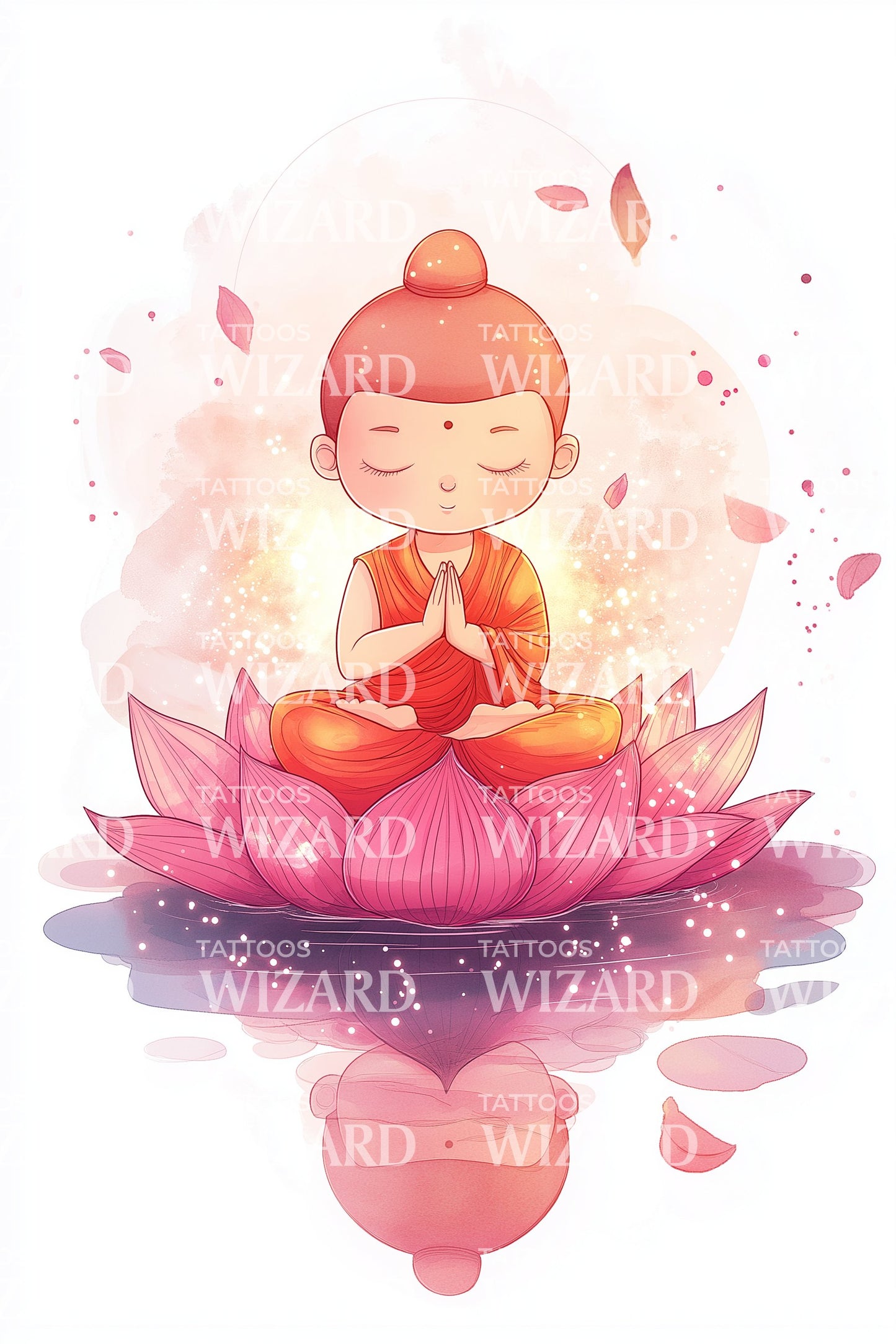 Glückselige Buddha Lotus Tattoo Illustration