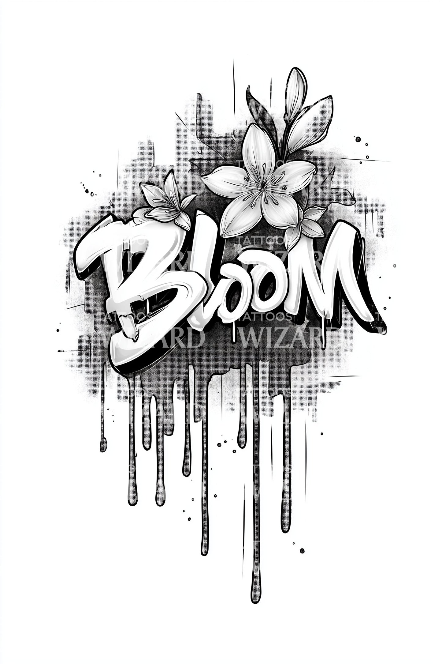 Bloom Graffiti Floral Tattoo Illustration
