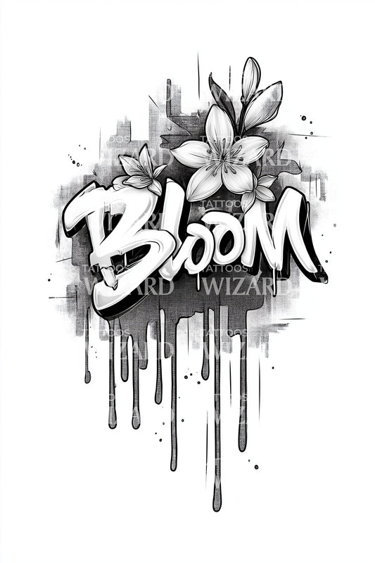 Bloom Graffiti Floral Tattoo Illustration
