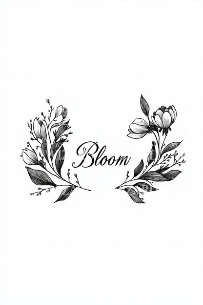 Bloom Laurel Script Tattoo Design