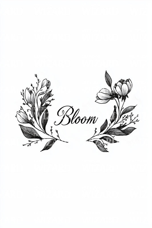 Bloom Laurel Script Tattoo Design